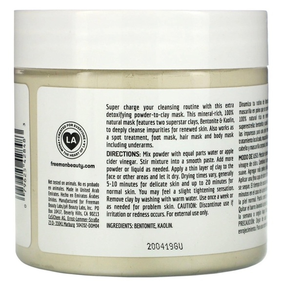 Freeman Bentonite and‎ Kaolin Powder to Clay Face and Body Mask 13oz new - Picture 10 of 10